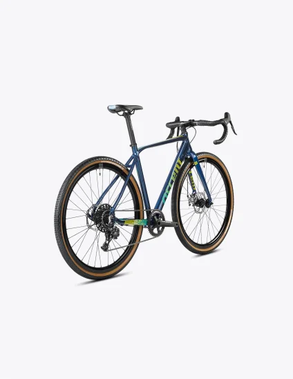 Comprar online Bicicleta de gravel Accent Furious en color azul y neumáticos con flanco marrón
