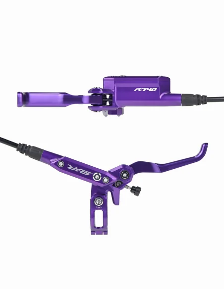 Différents angles de la manette Suhr Brakes en violet