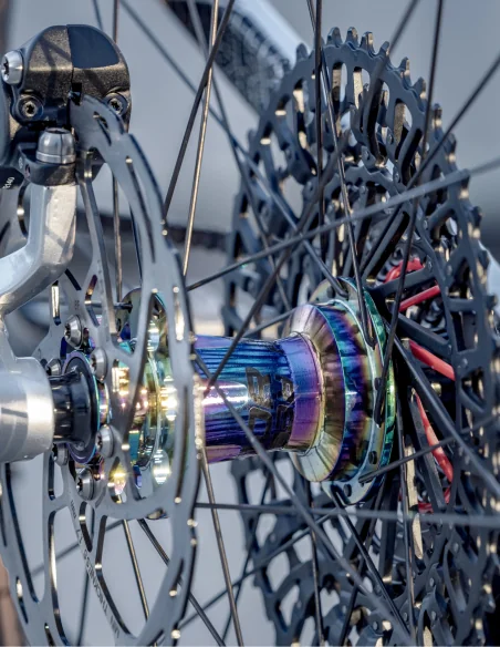 Buje trasero Dartmoor Reel Expert petrol montado en la bici