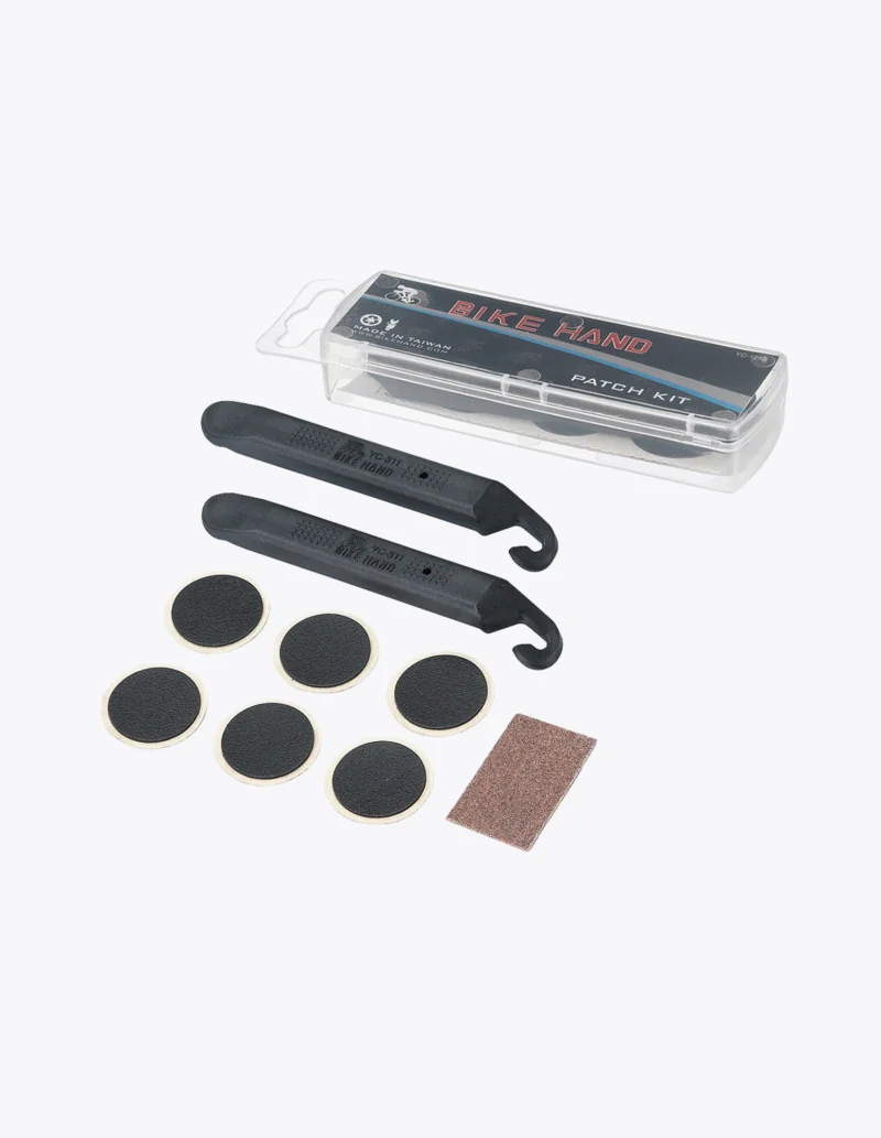 Kit de rustines autocollantes sans colle, démonte-pneus et grattoir Bike Hand YC-129B