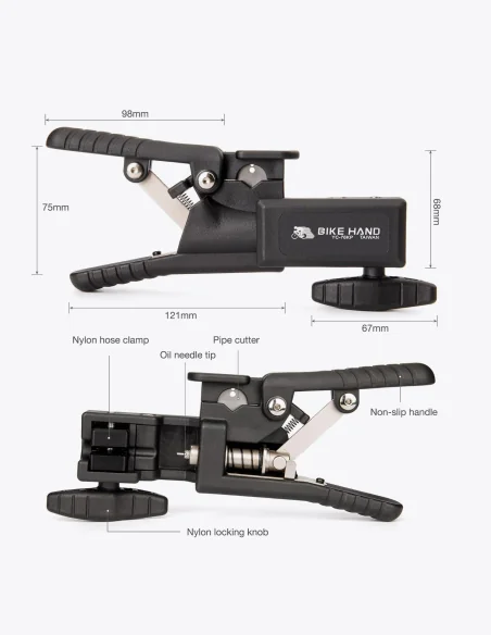 Dimensiones herramienta Bike Hand YC-76KP para Cortar Latiguillo e Insertar Pin